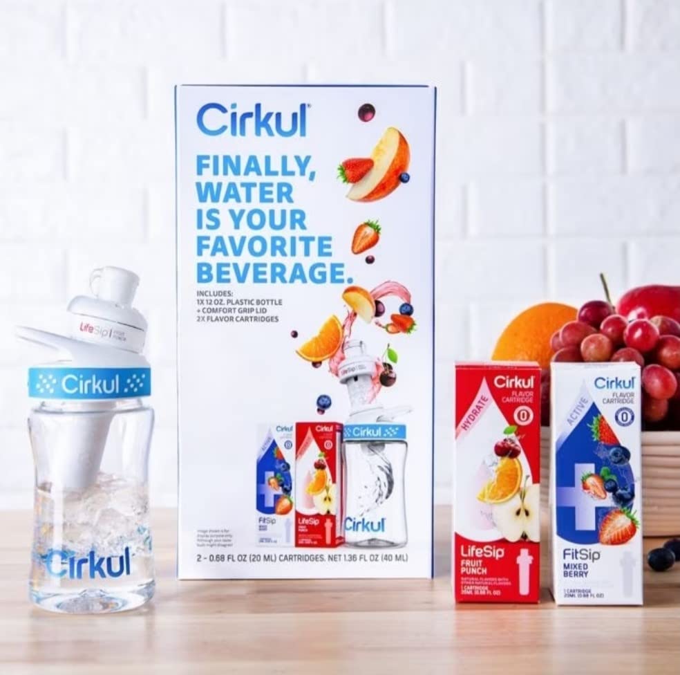 Kids Cirkul 12 OZ Water Bottle W/Orange Sleeve and Lid NEW